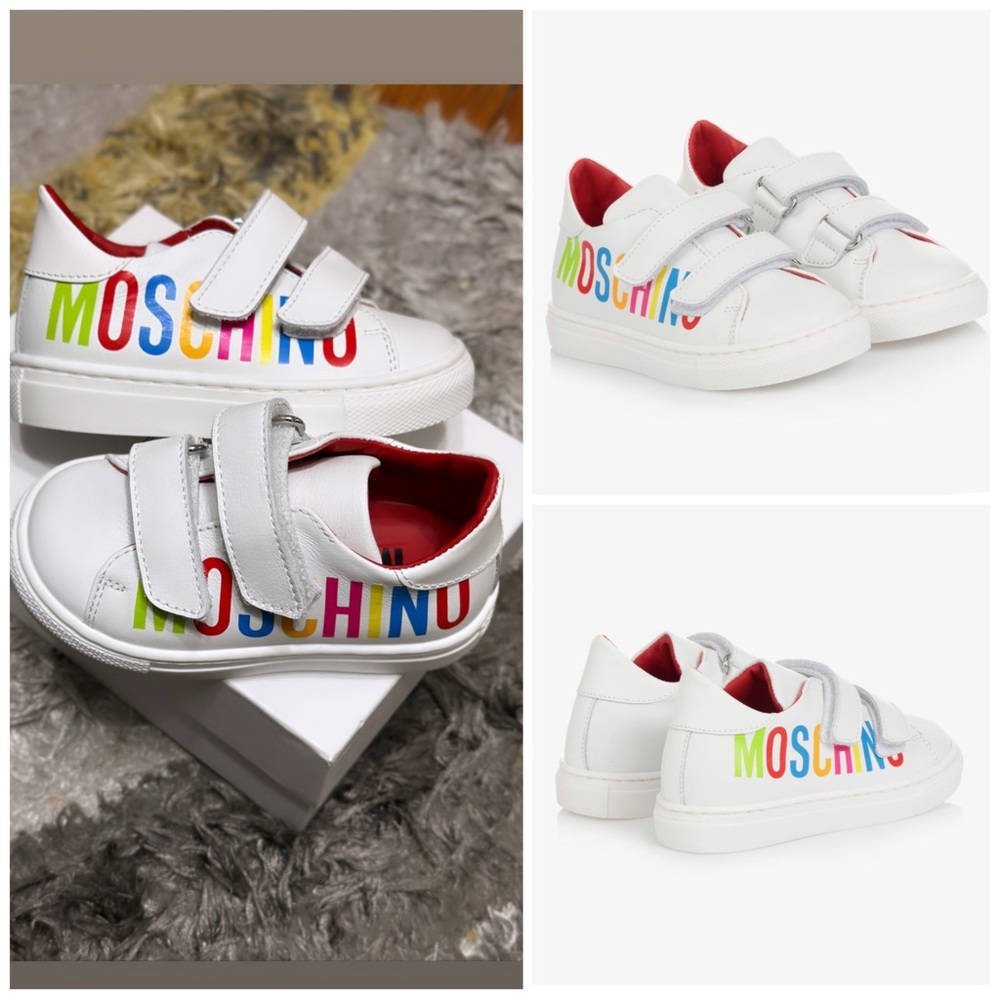 Authentic Moschino leather baby sneakers white shoes - Picture 3 of 7